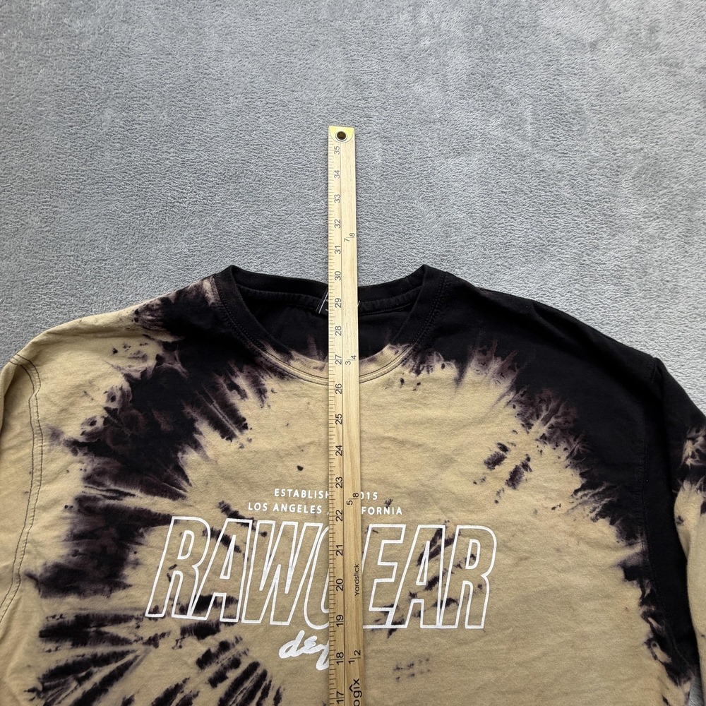 RAWGEAR Shirt Mens L Beige Tie Dye Graphic Long Sleeve Crewneck Cotton - Picture 2 of 6
